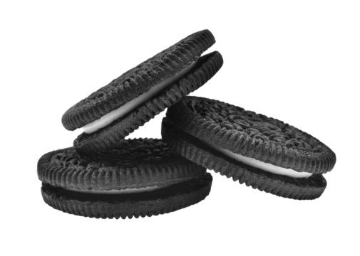 Chocolate cookie and cream isolated on transparent background. PNG