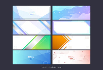 Colorful and soft banner set, gradation, many types, memphis style, abstract, eps 10 