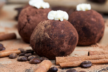 cake made of biscuit crumbs with butter cream with cocoa and sugar