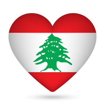 recommend clip art: Lebanon flag in heart shape. Vector illustration.