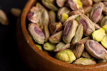 Crispy delicious pistachios with salt without shell