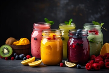 Freshly Squeezed Fruit for a Healthy Lifestyle. Ai generated.