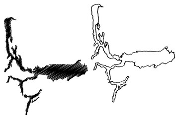 Lake Argentino (South America, Argentine Republic, Argentina) map vector illustration, scribble sketch Lago Argentino map