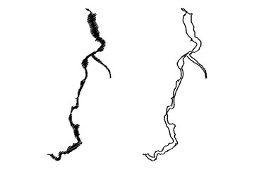 Lake Attabad (Islamic Republic of Pakistan) map vector illustration, scribble sketch Gojal Lake map