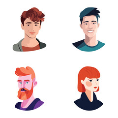 People Avatars Flat Icon Set Isolated On White Background