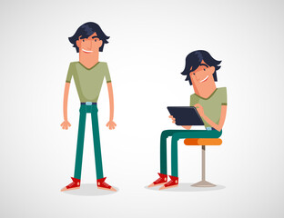 Happy guy with tablet