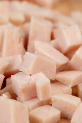 Sliced fresh chicken ham from meat