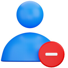 user profile with minus sign 3d illustration