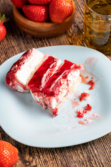 delicious red cake with strawberry flavor