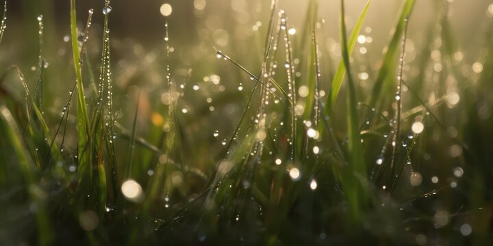 dew drops on grass © Cat