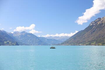 Scenic view of Lake Brienz located in Switzerland surrounded by beautiful mountains