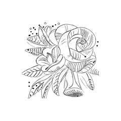 Beautiful Roses Flower Coloring book, line art vector.