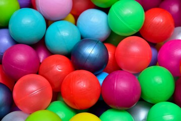 Closeup of a stack of colorful plastic balls - great for backgrounds