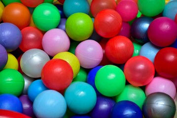 Closeup of a stack of colorful plastic balls - great for backgrounds