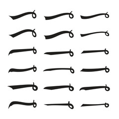 Text tail Swoosh, calligraphy font retro style baseball Sign shape for text ornaments football or athletics sport, Highlight text, Typography elements, swash underline Swirl, text-decoration
