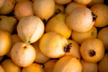 Overhead shot of tropical fruits in a bunch