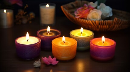 Fototapeta na wymiar Lighting aroma scented candle home decor Generative AI