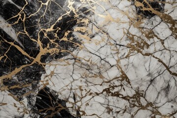 Background with a texture of white gold marble. Generative AI