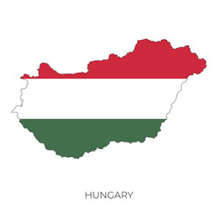 Hungary map and flag. Detailed silhouette vector illustration