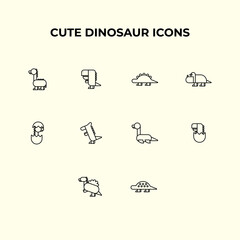 Modern Cute Dinosaur Icon collection