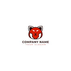 Cute Red panda logo vector design template