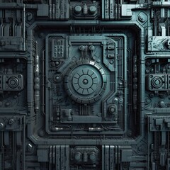 Fototapeta premium Sci-fi heavy door. Generative AI