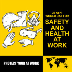 World day for safety and health at work, poster and banner