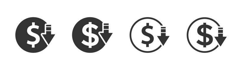 Cost reduction vector flat icons set