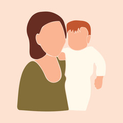 Obraz na płótnie Canvas International Mother's Day. Mom hugs her child. Faceless woman hugs a baby. Mother's care. Faceless vector illustration. EPS10