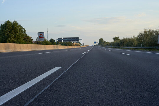 old empty 4-lane highway during road works