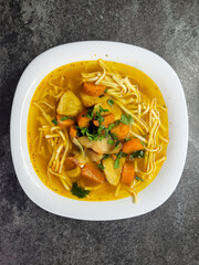 Plate of homemade broth