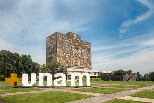 Beautiful view of UNAM University in Mexico