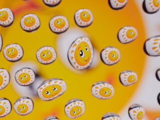 Water drops on the texture of a colored background. the rear window is covered with water droplets. bubbles in the water