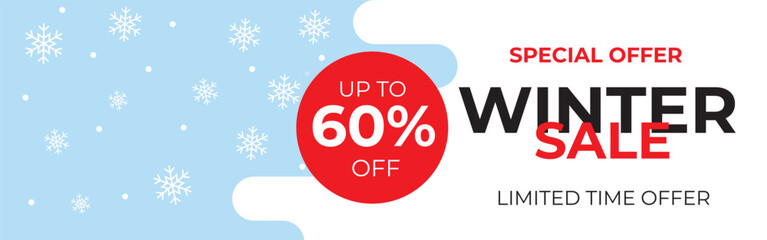 Vector illustration of a 60 percent winter sale banner.