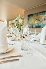 Vertical shot of a wedding table