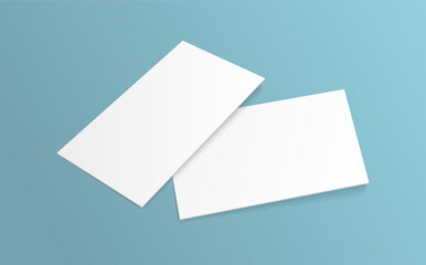 Blank Business Card White Paper Mockup Blue Background Vector Illustration