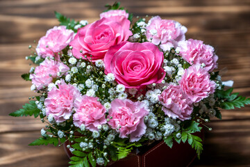 バラとカーネーションの花束