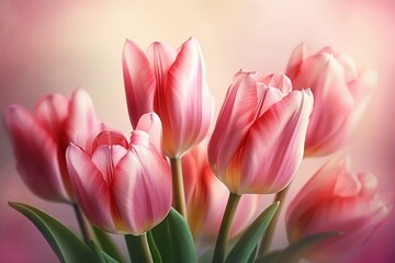 Obraz na płótnie Canvas pink tulips on a white background. Generative AI.