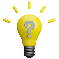 3d render of light bulb with question mark