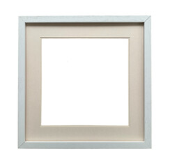 Square wooden picture frame, in white with creme passe-partout