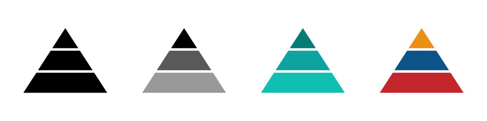  Three level pyramid vector icons set