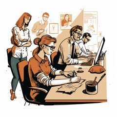Vector of people meeting in the office