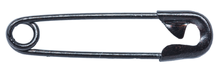 Single safety pin isolated on transparent background