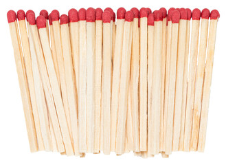 Set of new unlit matchsticks isolated on transparent background