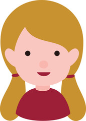 cute braided children's head illustration