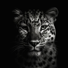 Fototapeta premium Black and White Portrait of a Jaguar
