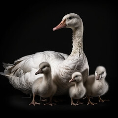 Obraz premium Goose With Ducklings