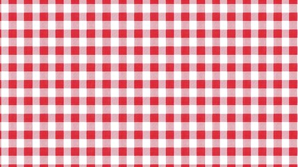 Gingham striped checkered blanket tablecloth. Seamless white red table cloth napkin pattern background with natural textile Generative AI
