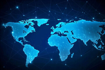 Naklejka premium Blue Earth Map Glow Light Background Illustration