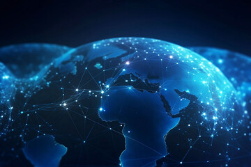 Fototapeta premium Blue Earth Map Glow Light Background Illustration